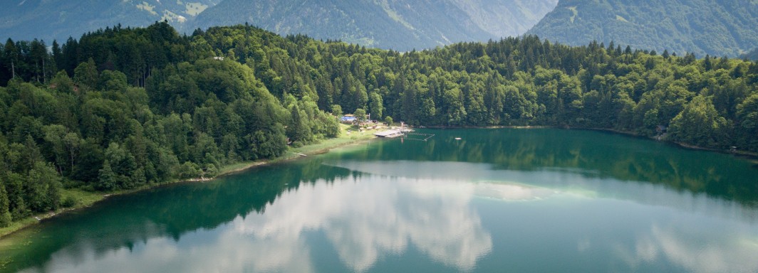 Freibergsee, Oberstdorf, Freibadeanstalt Sprungturm - Foto